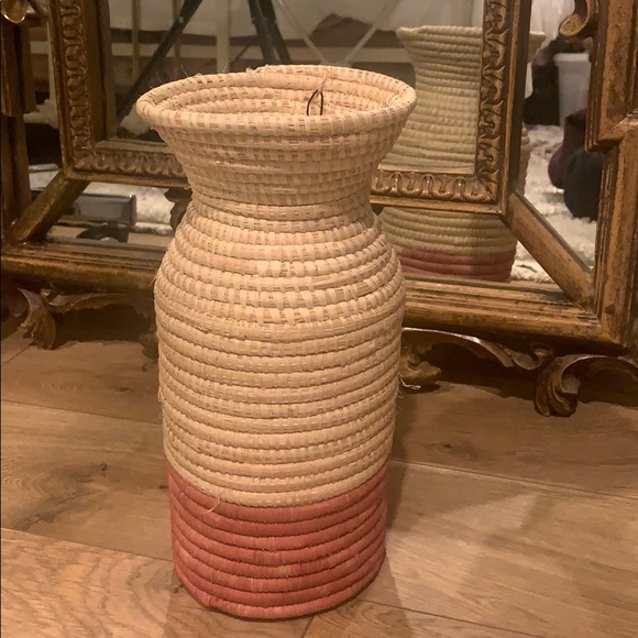 Other - Woven rattan dual color bohemian boho vase